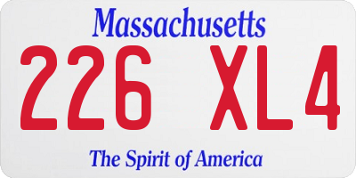 MA license plate 226XL4