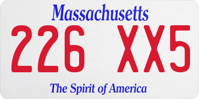 MA license plate 226XX5