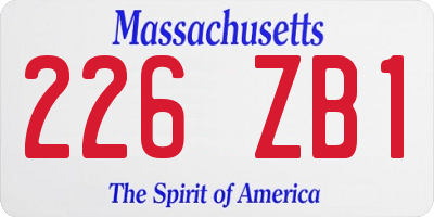 MA license plate 226ZB1