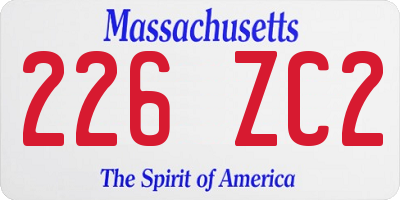 MA license plate 226ZC2