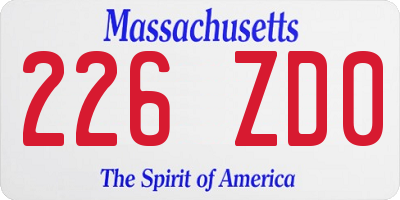 MA license plate 226ZD0