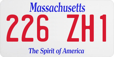 MA license plate 226ZH1