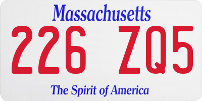 MA license plate 226ZQ5