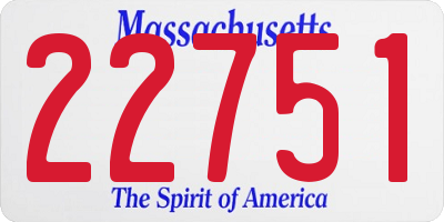 MA license plate 22751