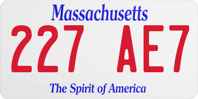 MA license plate 227AE7
