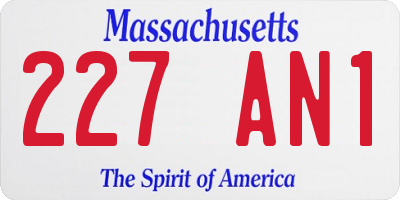 MA license plate 227AN1