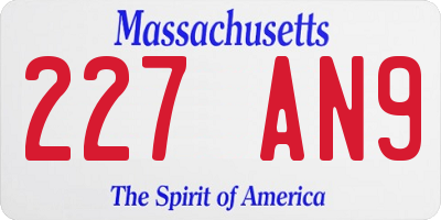 MA license plate 227AN9