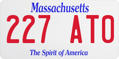 MA license plate 227AT0