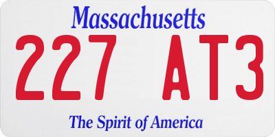 MA license plate 227AT3