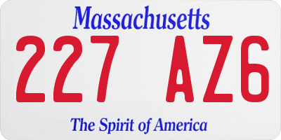 MA license plate 227AZ6