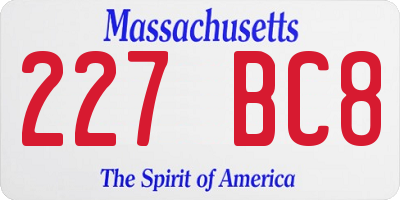 MA license plate 227BC8