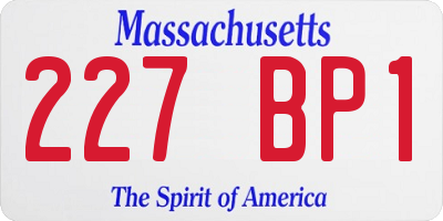 MA license plate 227BP1