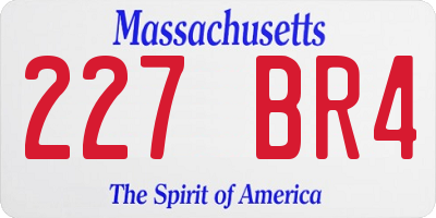 MA license plate 227BR4