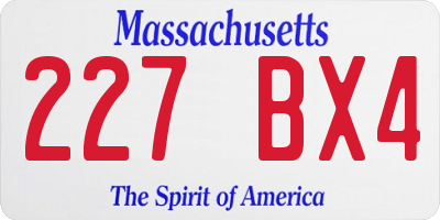 MA license plate 227BX4