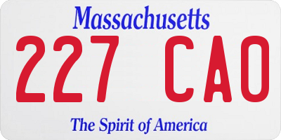MA license plate 227CA0