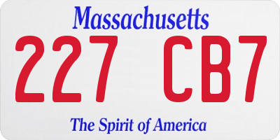 MA license plate 227CB7