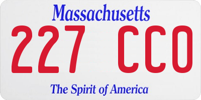 MA license plate 227CC0