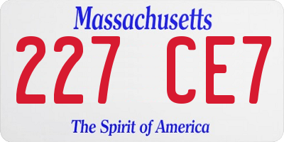 MA license plate 227CE7