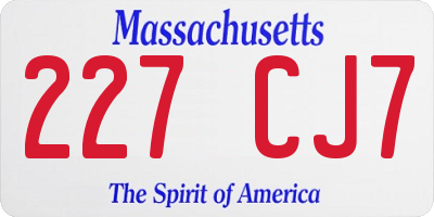 MA license plate 227CJ7