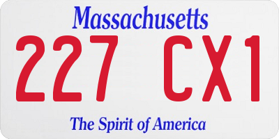 MA license plate 227CX1