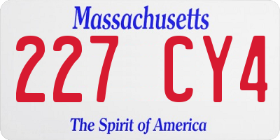 MA license plate 227CY4