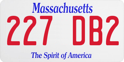 MA license plate 227DB2