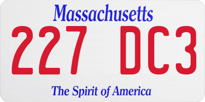 MA license plate 227DC3
