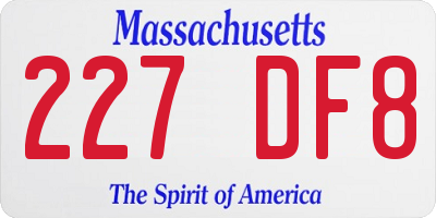 MA license plate 227DF8