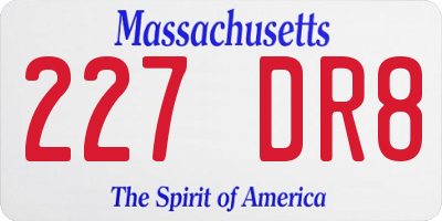 MA license plate 227DR8