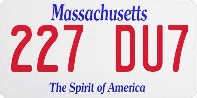 MA license plate 227DU7