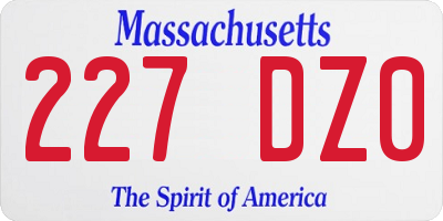 MA license plate 227DZ0