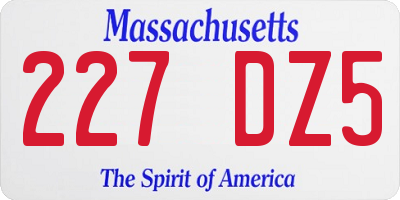 MA license plate 227DZ5