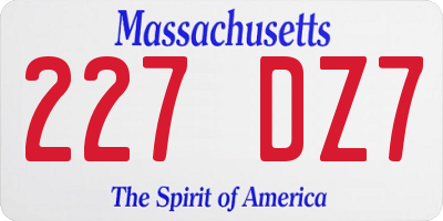 MA license plate 227DZ7