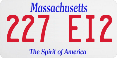 MA license plate 227EI2