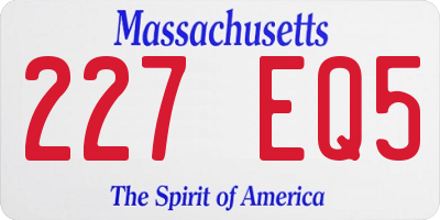 MA license plate 227EQ5