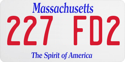 MA license plate 227FD2