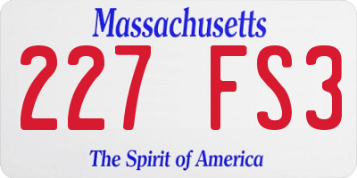 MA license plate 227FS3