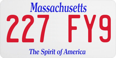 MA license plate 227FY9