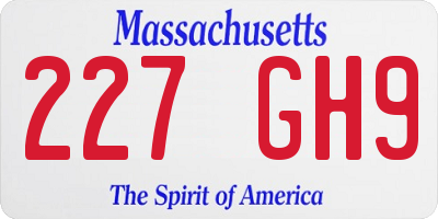 MA license plate 227GH9