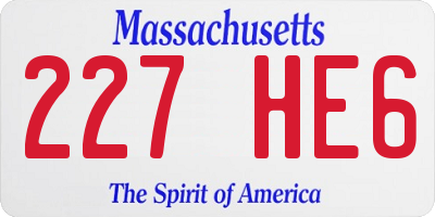 MA license plate 227HE6