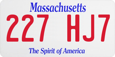 MA license plate 227HJ7