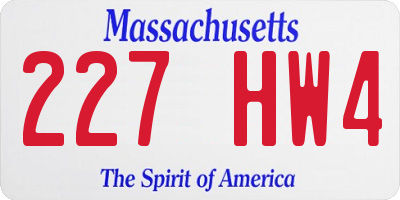 MA license plate 227HW4