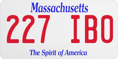 MA license plate 227IB0