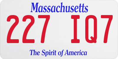 MA license plate 227IQ7