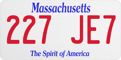 MA license plate 227JE7