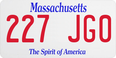 MA license plate 227JG0