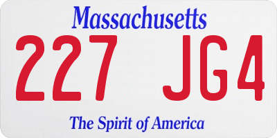 MA license plate 227JG4