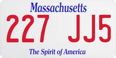 MA license plate 227JJ5