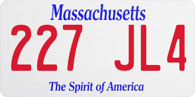 MA license plate 227JL4