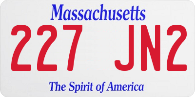 MA license plate 227JN2